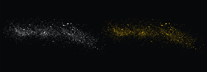 Gold glitter stardust confetti texture decoration background design. Splash vector luxury golden glitter splatter gold glitter on a black background design
