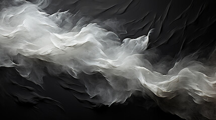 A Black Color Backdrop With White Liquid Smoke Waves