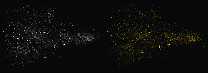 Vector confetti glowing gold glitter festive background. Abstract vector gold glitter confetti on a black background