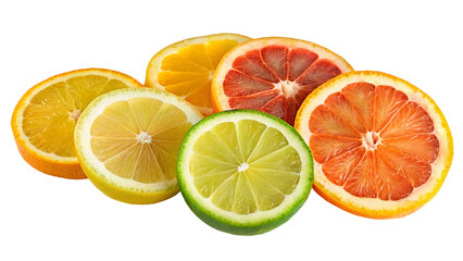 Fototapeta premium Set of a slices orange, grapefruit ,lime and lemon isolated on transparent background