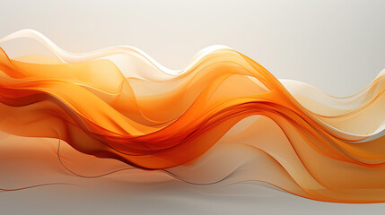 White and Orange Fabric Floating Like Scribble Wavy Lines on a Biege Color Backdrop