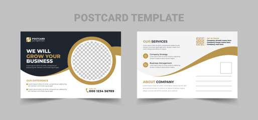 Modern real estate business postcard design template. flyer cover vector illustration