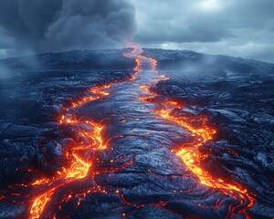 An infrared camera captures the glow of a volcanos lava as scientists harness its geothermal energy
