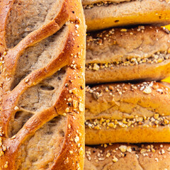 milk bun whole grain dough buns fresh baked goods Cooking appetizer meal food snack on the table...