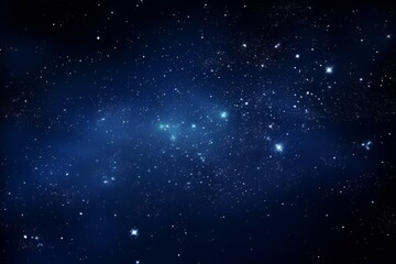 Fototapeta na wymiar Blue glittering stars in deep outer space with a dark blue background in digital art style