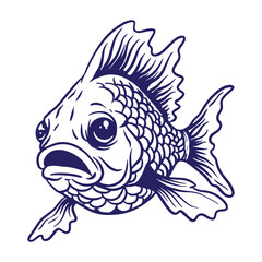 hand drawn ryukin goldfish illustration 