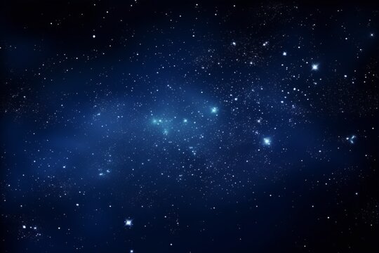 Blue glittering stars in deep outer space with a dark blue background in digital art style