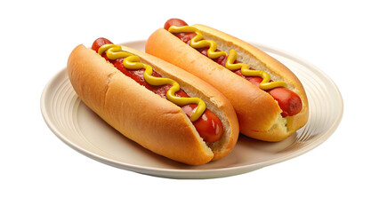 Hot dogs in a plate on transparent background
