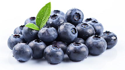 A Pile of Fresh Blue Berry Fruit On Isolated White Background - obrazy, fototapety, plakaty