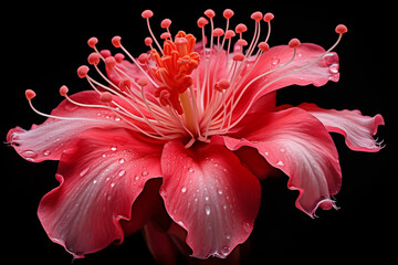 close up of pink Flamboyant flower pistil , Macro photography