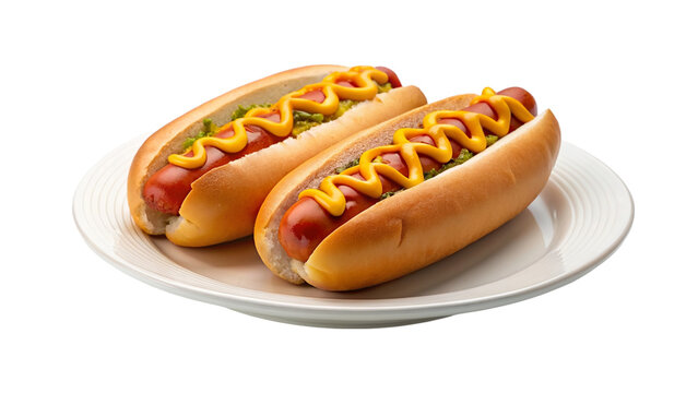 Hot dogs in a plate on transparent background