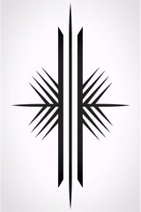 Black and white geometric logo, resembling a symmetrical flower or star, with sharp petals or rays, in a modern and minimalist style.