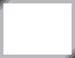 Blank white canvas with a light grey border. Geometric design with diagonal lines of a page or card, gray background for mock-ups or presentations.