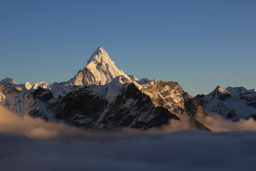 Mount Ama Dablam just before sunset, View from Kala Patthar, Nepal.