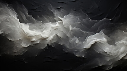 A Black Color Backdrop With White Liquid Smoke Waves