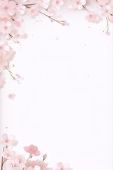 Delicate pink cherry blossoms on a white background. Digital art.