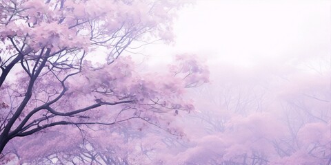 pink trees with white fog in pastel colors, digital art, soft, dreamlike
