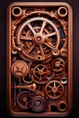 Fototapeta na wymiar ornate wooden steampunk gears mechanism cogs engineering