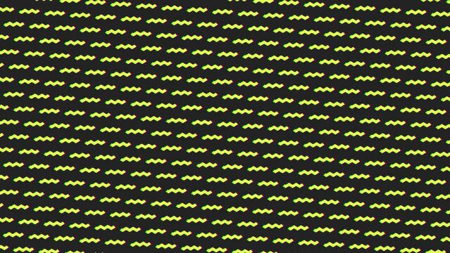 Animated abstract background cartoon geometric line pattern. Simple wavy zig zag stripes Retro Art Design glitch yellow on black background glitch design with zigzag summer line shapes 