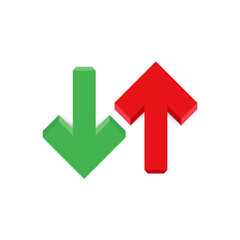 	
Up and down green and red arrows that showing rising and falling trends of the market. Vector illustration.	
