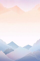 Blue and pink minimal vector landscape illustration with mountains in the background