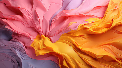 Yellow and Pink Floating Liquid Paint Colors Wavy Background