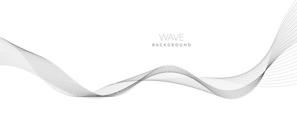 Abstract wave element for design. Digital frequency track equalizer. Stylized line art background. Vector illustration. Wave with lines created using blend tool. Curved wavy line, smooth stripe.