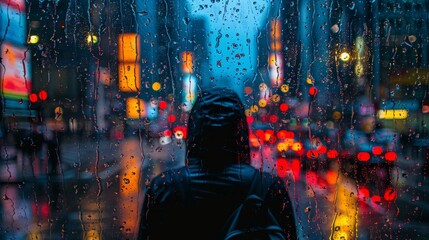  raindrops bead, street lights gleam background