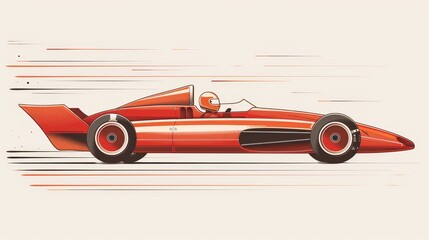   A red race car traverses a track, its driver in a seat positioned at the front
