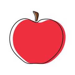 Hand drawn doodle apple on white background. Fruit outline. Vector illustration