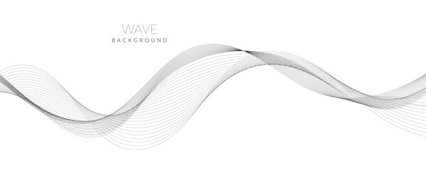 Abstract wave element for design. Digital frequency track equalizer. Stylized line art background. Vector illustration. Wave with lines created using blend tool. Curved wavy line, smooth stripe.
