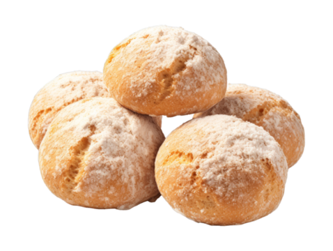 Amaretti Cookies isolated on transparent png background. Generative ai