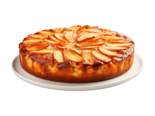 Apple Cake isolated on transparent png background. Generative ai