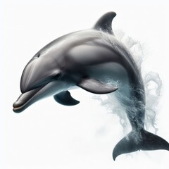 Image of isolated dolphin against pure white background, ideal for presentations
