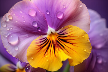 A purple Pansy flower pistil , Macro photography