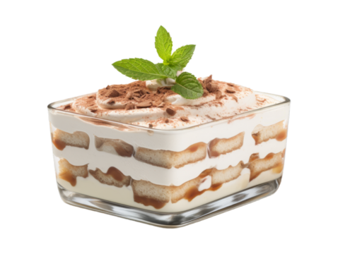 Apple Tiramisu isolated on transparent png background. Generative ai