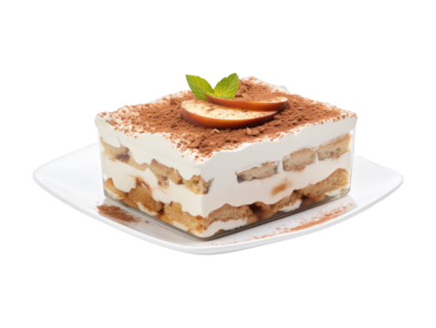 Apple Tiramisu isolated on transparent png background. Generative ai