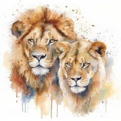 Lion - watercolor