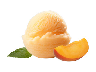 Apricot Sorbet isolated on transparent png background. Generative ai