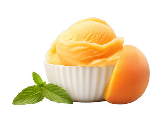 Apricot Sorbet isolated on transparent png background. Generative ai