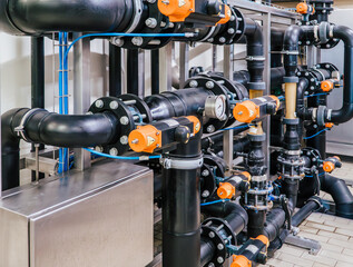 Complex Network of Industrial Water Pipes and Valves. 