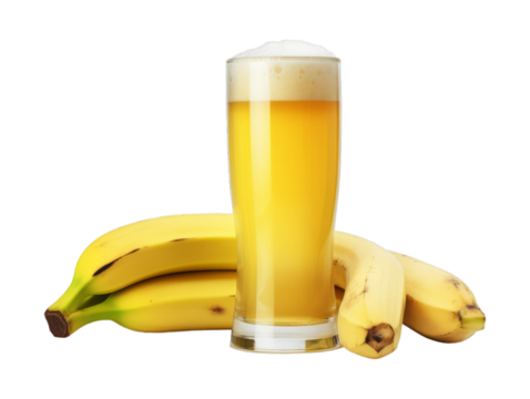 Banana Beer isolated on transparent png background. Generative ai