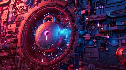 Lock symbolizing cybersecurity measures to ensure online safety, illustrated in vibrant 4k detail