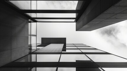 An architectural detail focusing on modern design elements in black and white