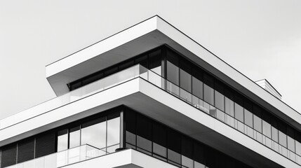 An architectural detail focusing on modern design elements in black and white