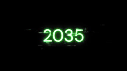 2035 text with screen effects of technological glitches