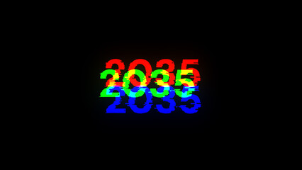 2035 text with screen effects of technological glitches