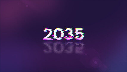 2035 text with screen effects of technological glitches