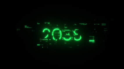2038 text with screen effects of technological glitches