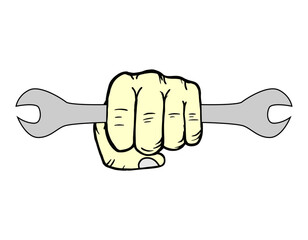 Wrench fist vector icon